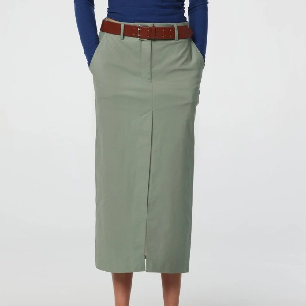 THE LINE BY K | Green Isabeau Midi Skirt With Slit